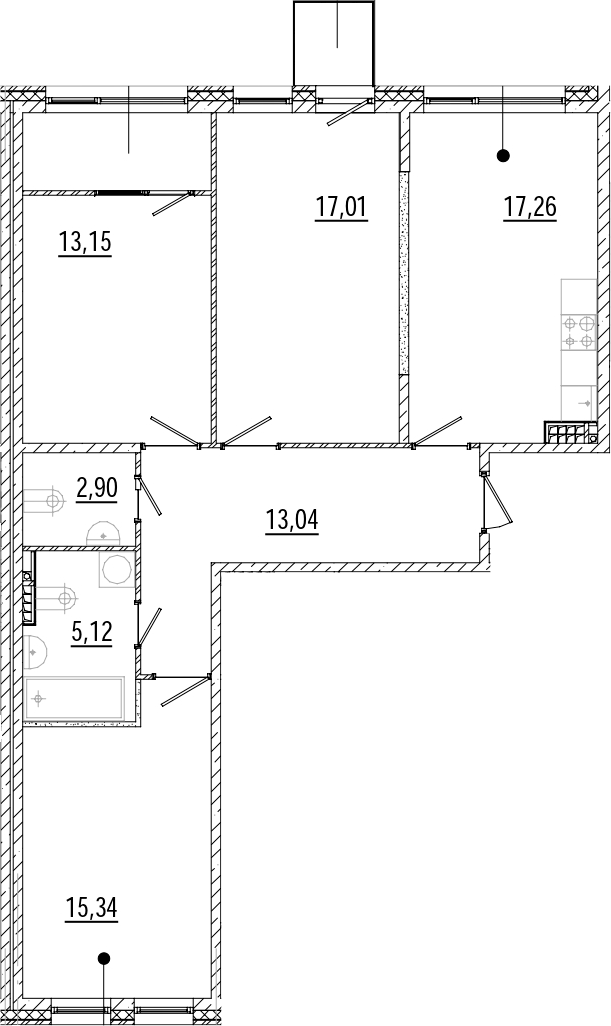 3-комнатная квартира 86.37 м², 6/8 эт., ЖК «Мануфактура James Beck»